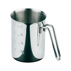 Maatbeker rvs met voelbare aanduiding en streepjes. 1 liter