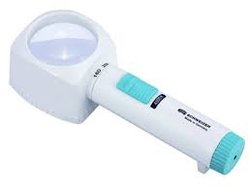 Standloep met LED Schweizer, vergroot 4x. Diameter lens 70mm.