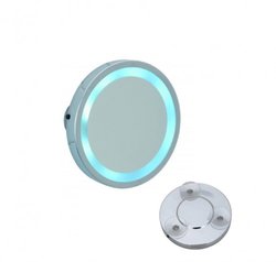 Plakspiegel t.m.v. zuignappen, vergroot 3 x en voorzien van LED verlichting