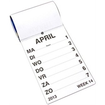 Weekkalender grootletter A-4-formaat